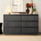 KOLIGEY 6-Drawer Dresser 47"W Double Black Dresser With Waveform Fluted Panel