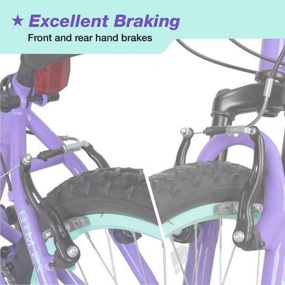 Hykolity 20 Inch Kids Mountain Bike, Kid Bicycle for Girls Age 6-14 Year Old, 6 Speed Front Suspension Fork, Adjustable Seat Height Purple