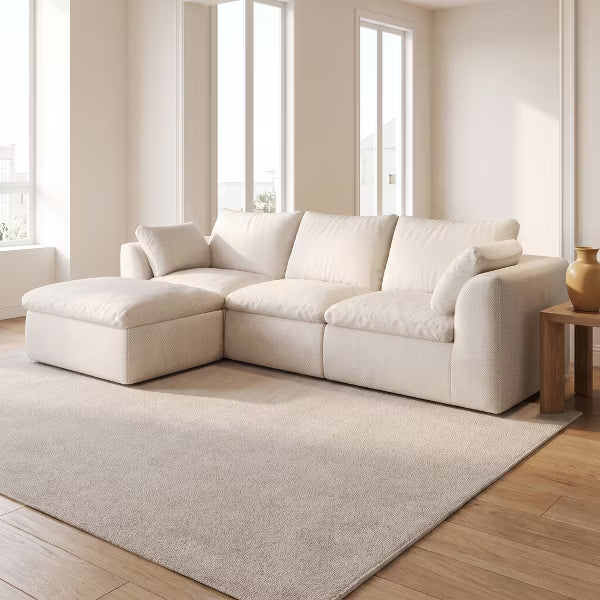 110" Boneless Cloud Couch Sectional for Living Room, Oversized Modular L Shaped Sofa with Ottoman, Deep Seat Chenille Sectional Couch
