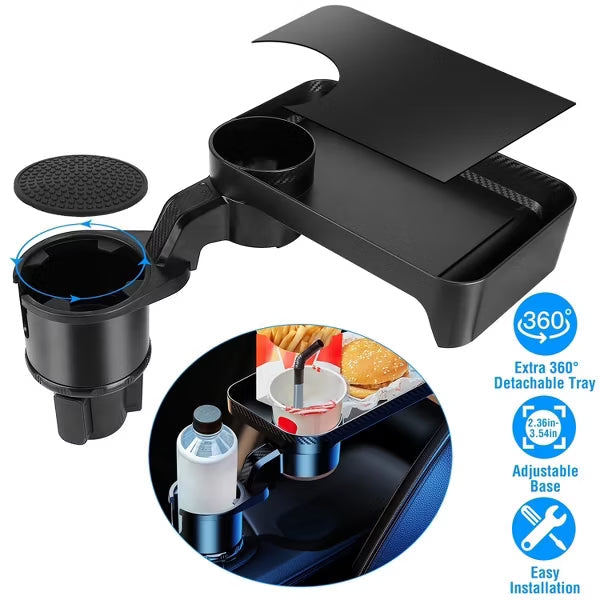 Car Cup Holder Tray?360¡ã Rotating Car Bottle Holder Expander Adapter Multifunctional Water Cup Mount Stand with Detachable Tray