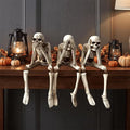 Set of 3 Halloween Skeleton Shelf Sitter Figurines, Resin See No Evil Hear No Evil Speak No Evil Statues, Gothic Indoor Tabletop Mantel Decor