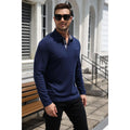 COOFANDY Men's Textured Long Sleeve Polo Shirt Soft Knit Collared Pullover for Smart Casual Wear-Black-S