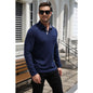 COOFANDY Men's Textured Long Sleeve Polo Shirt Soft Knit Collared Pullover for Smart Casual Wear-Black-S