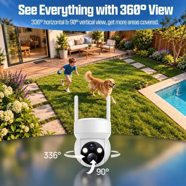 2 Pack Security Camera, 4G LTE Cellular, 4MP 360 Full Live View Solar Security Camera Outdoor, Built-in SIM Card Color Night Vision Instant Alerts