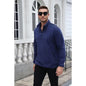 COOFANDY Men's Quarter-Zip Fleece Pullover with Stand Collar-Black-S