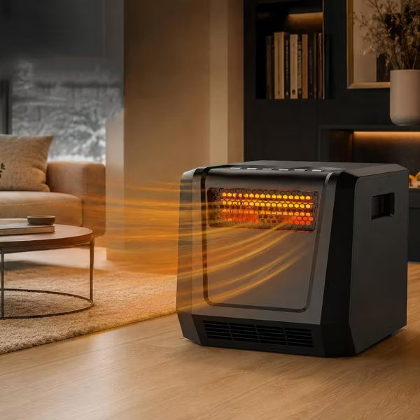 Garvee 1500W Portable Electric Space Heater, Infrared Space Heater with Remote, Digital Thermostat, Heater Fan for Home/Office, Black