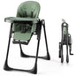 Kinder King Foldable High Chair for Baby, Toddler Feeding Chair with Detachable Double Trays, Green