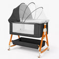 3-in-1 Baby Bassinet Bedside Sleeper Foldable Rocking Cradle with Wheels and Storage,Dark Grey