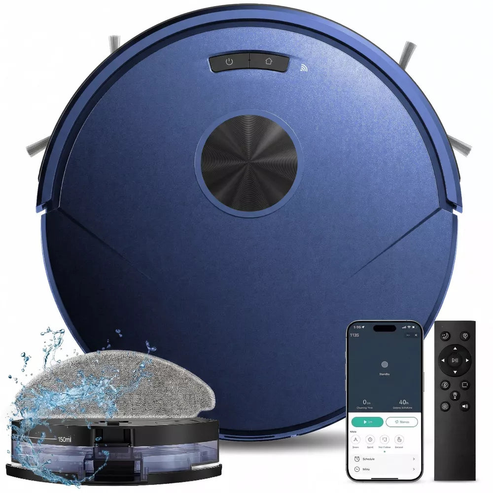 Teendow 2 in 1 Robot Vacuum and Mop, 8000Pa Cordless Robot Vacuum Cleaners for Home with App Remote,Voice Control, Self-Charging,for Pet Hair,Carpet