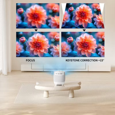 Portable 4K Projector with WiFi 6 & Bluetooth, Electric Focus, 187" Display, for TV Stick/Phone, HDMI USB, Indoor Outdoor