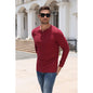 COOFANDY Men's Waffle Knit Henley Shirt Long Sleeve Button Placket Casual Thermal Top-Black-S