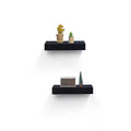 2-Piece Floating Wall Shelves, 14.96" Wood Set for Bedroom, Bathroom, Living Room, Kitchen, Storage for Books, Plants & Decor, Black