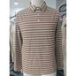 COOFANDY Men's Cotton Long Sleeve Vintage Knit Polo Shirt Black -White Stripe S