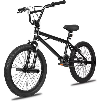 Hykolity 20-Inch Freestyle BMX Bike, Kids Teens Adults 48"–60" Height, Carbon Steel Frame, Black, Ideal for Beginner to Advanced Riders