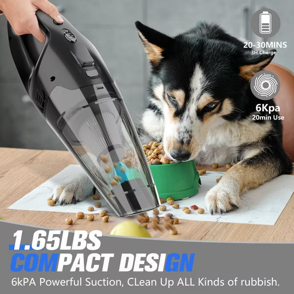 Teendow 6000Pa Cordless Handheld Vacuum Cleaner, Car Vaccum Cleaners for Apartment, Car & Rug,Rechargeable, Bagless,Lightweight