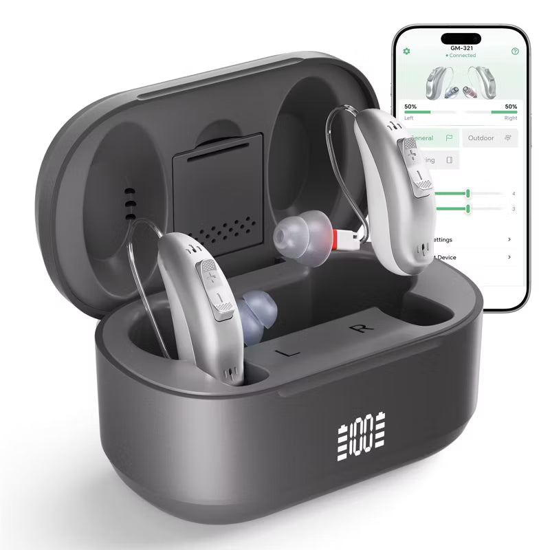 KYYWEE OTC Hearing Aids for Seniors - Rechargeable Bluetooth Digital Devices, App Control, Long Lasting Battery