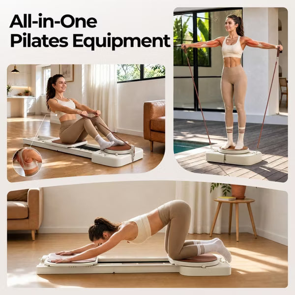 FED FITNESS Pilates Reformer Machine with Extended Slide Rail,Full Body Core Training Equipment with Twisting Board,Flexibility and Balance Training