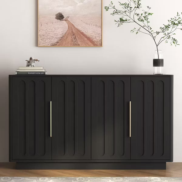 Modern Buffet Cabinet with Storage, Fluted Sideboard Large Buffet with Adjustable Shelves, Credenza, Accent Cabinet Console Table