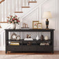 Karl Home 58in Console Table with 3 Drawers, Entryway Table with Storage Shelves