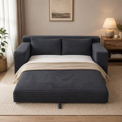 73" Corduroy Convertible Sofa Bed, 2-in-1 Pull-Out Cloud Couch with Memory Foam, Side Pockets for Living Room, Bedroom, Apartment