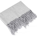 Oversized 79 x 28 Inch Acrylic Scarf with Braided Tassels, Soft Lightweight Shawl Wrap for Cozy Layering and Everyday Style - Light Grey