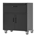 VIYET Metal Garage Storage Cabinet with Wheels, Lockable Utility Cabinet with Drawer & Adjustable Shelf, Heavy Duty Organizer