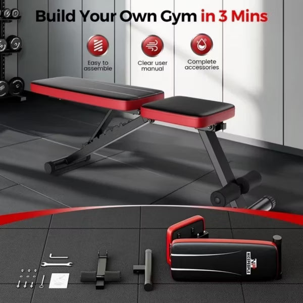 Adjustable Weight Bench, 660LBS Capacity Foldable Workout Bench for Home Gym, 8 Backrest Positions for Bench Press, Dumbbell & Strength Training