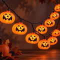8.5ft Halloween Pumpkin String Lights 10-Count LED Jack-O-Lantern Plug-In Lights for Indoor Outdoor Decor Orange