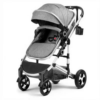 Kinder King Cozi 2 Convertible Baby Stroller, Folding High Landscape Infant Carriage, Adjustable Canopy, Diaper Bag, Anti-Shock, Dark Grey