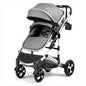 Kinder King Cozi 2 Convertible Baby Stroller, Folding High Landscape Infant Carriage, Adjustable Canopy, Diaper Bag, Anti-Shock, Dark Grey