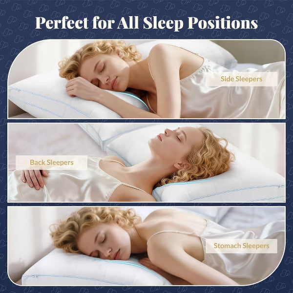 3-in-1 Bed Pillows Queen Size Set of 2 - Down Alternative Pillow for Sleeping, Cooling Hotel Quality Pillow Set for Back, Stomach or Side Sleepers