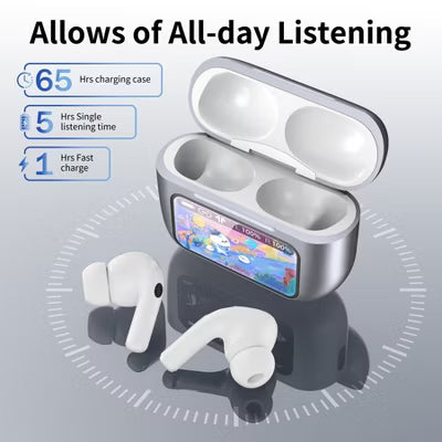 VEAT00L A9 ANC+ENC Earbuds with Smart Touch Screen,Bluetooth 5.4, HiFi Stereo Multiple EQ settings