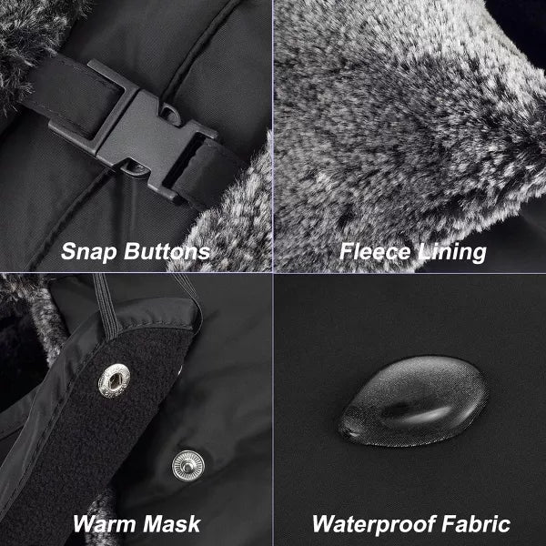 Mysuntown Winter Fuzzy Hat for Women Men Trapper Ushanka Hat with Ear Flaps Warm Russian Bomber Fur Hat with Ski Mask for Cold Weather