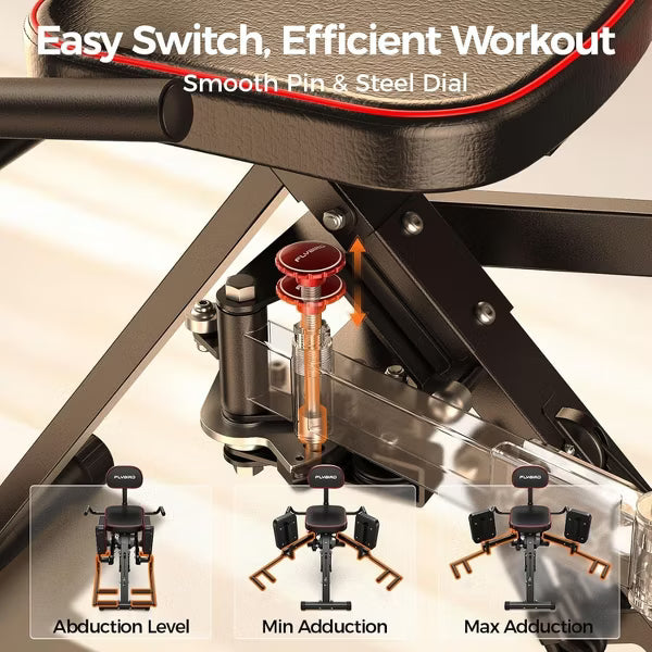 FED FITNESS 2-in-1 Hip Adductor & Abductor Machine, 6 Adjustable Resistance Bands,Dual Foot Bar, Home Gym for Glute & Inner Thigh