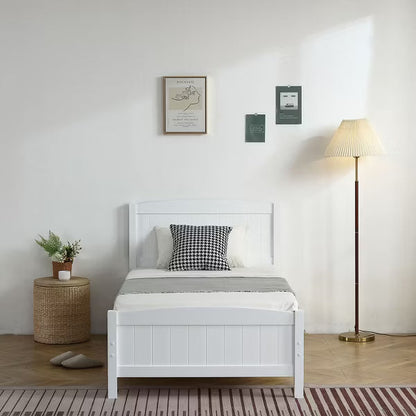 Karl Home Twin Size Solid Wood Bed Frame White