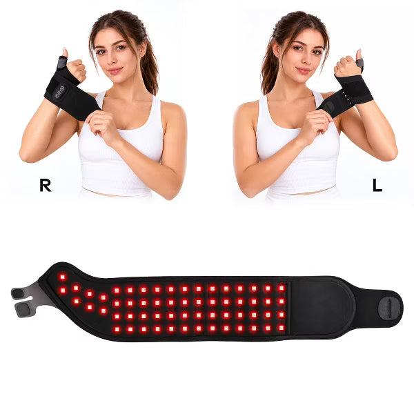 Morfone 660nm&850nm Red Light Therapy for Left Hand Wrist,2000mAh Red Light Therapy Belt,Lycra&Sponge Wrist Wrap for Hand,Wrist, Knee&Ankle