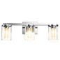 Wanze of Ocean 3-Light LED Bathroom Vanity Light with Modern Bubble Crystal Shade, Chrome Bathroom Light Fixture for Mirror, Wall Mounted