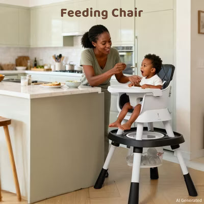 Kinder King 15 in 1 Baby High Chair, Coverts to Rotatable Activity Play Center/Infant Dining Booster Seat, Detachable Toys, Removable Tray, Black
