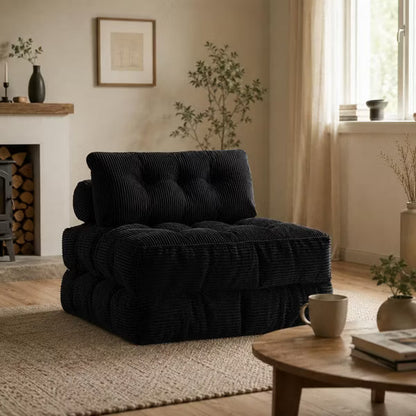 Convertible Corduroy Chair Bed, Sleeper Sofa Chair with Adjustable Lounge Function, Modern Dorm Sofa for Bedroom, Apartment & Living Room