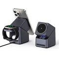 X11 3-in-1 Wireless Charging Station, 15W Fast Charger Stand for Phone Watch Earbuds, Dual Coil, Digital Clock, NTC Safe