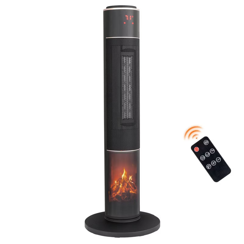 Karl Home 1500-Watt 33 in. Portable Electric Tower Space Heater with 3D Flame 60° Oscillation