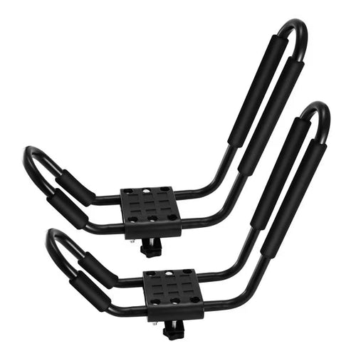 1 Pair Universal J-Bar Kayak Carrier 220LBS Load Heavy Duty Canoe Car Top Mount Carrier Roof Rack w/ 2Pcs Tie Down Straps