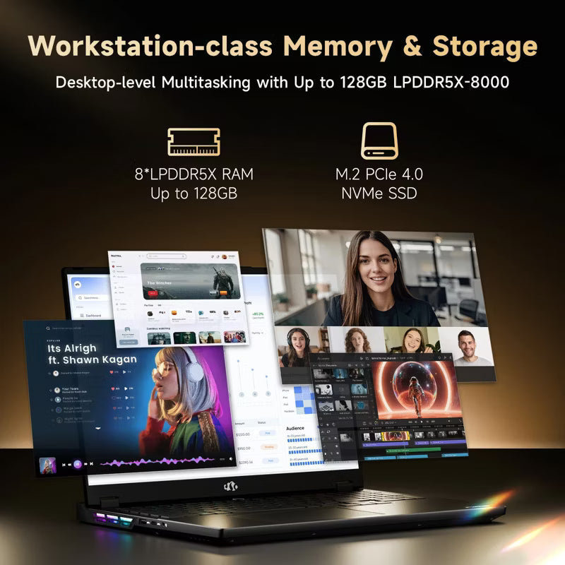 Nimo Axis AI Gaming Laptop AMD Ryzen AI Max+ 395, WiFi 7 for Gaming & AI Creation, 128GB RAM 4TB SSD, Black