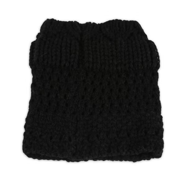 Women's Crochet Knit Boot Cuffs with Side Buttons, Cozy Acrylic Leg Warmers for Layering with Tall or Short Boots - Black