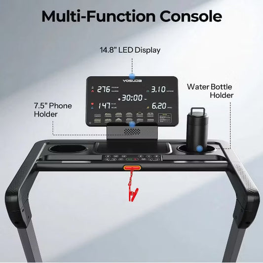 YOSUDA Foldable Treadmill with Incline 0–18% and 0.6–8.7 MPH,380 lbs Capacity Heavy Duty Z-Shaped Steel Frame,Brushless Motor,Smart LED Display