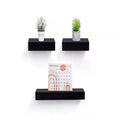 3-Piece Floating Wall Shelves, 18.11" Wood Set for Bedroom, Bathroom, Living Room, Kitchen, Hanging Storage for Books, Plants & Decor, Black