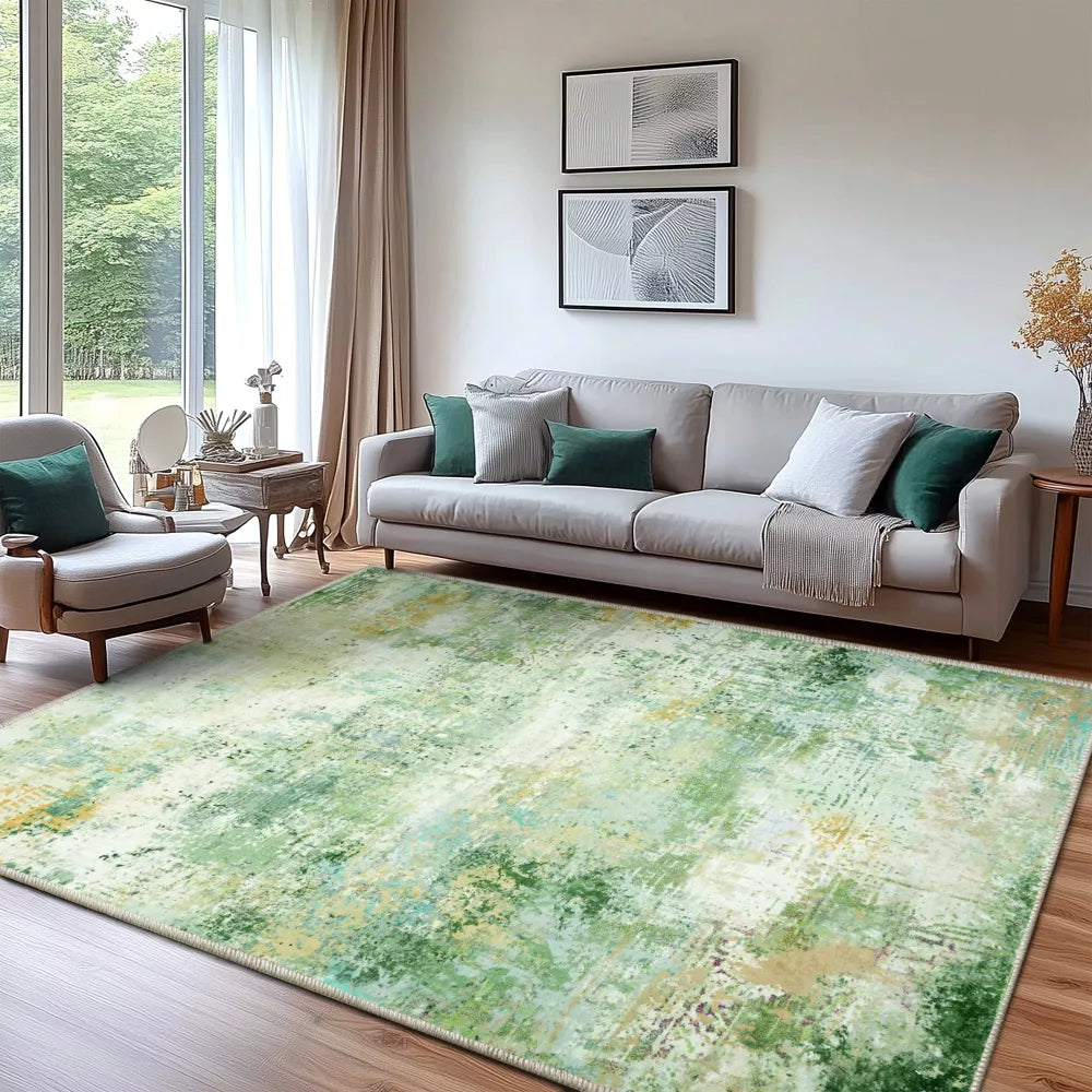 LOVEVOOK 5x7 Feet Living Room Rug, Blue Abstract Area Rugs Machine Washable Carpet Non-Slip Indoor Vintage Rugs for Bedroom, Dining Room