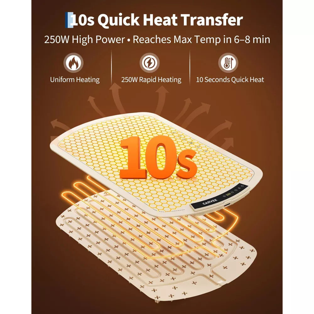 Garvee 26x16 Warming Mat, 8 Temps, 250W, Child Lock, 6H Timer, Auto Off, Silicone