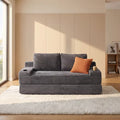 71" Corduroy Convertible Sleeper Sofa Bed, 2-in-1 Futon Couch Loveseat with Built-in Cup Holders, Side Pockets & 2 Throw Pillows for Small Spaces