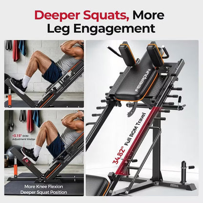 FED FITNESS 2-in-1 Leg Press Machine & Hack Squat Machine, Heavy Duty Home Gym Equipment with Adjustable Footplate, Full ROM Design